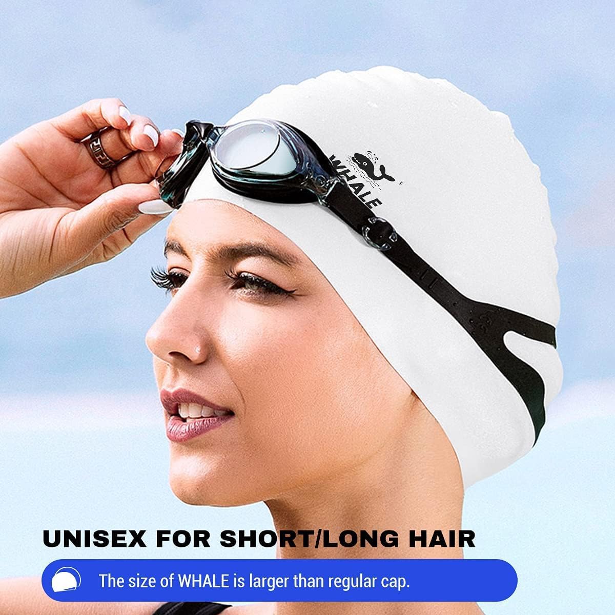 WHALE Extra Large Swim Cap for Women Men, Durable Silicone Swimming Hat with Ear Protection, Unisex Adults Bath Swimming Caps for Long Thick Curly Hair & Dreadlocks Braids Weaves Afro Hair - Image 3