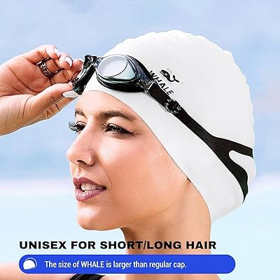 Whale Extra Large Swim Cap For Women Men, Durable Silicone Swimming Hat With Ear Protection, Unisex Adults Bath Swimming Caps For Long Thick Curly