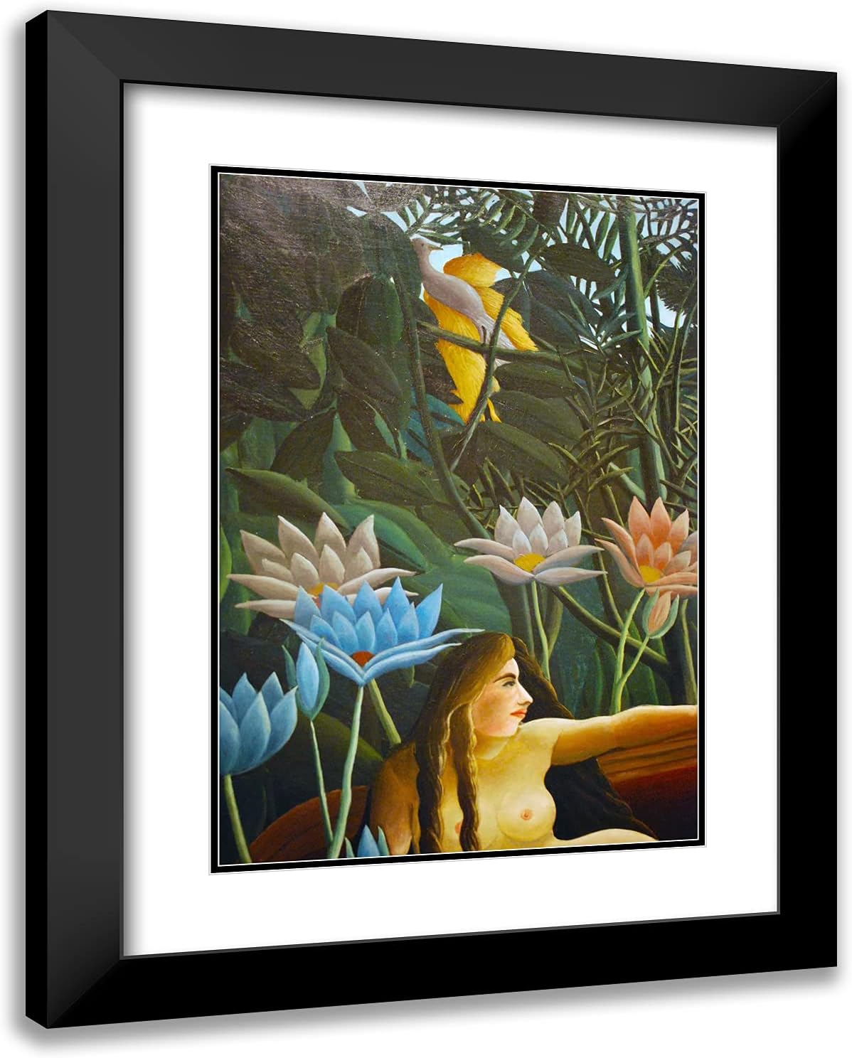 ArtDirect Rousseau, Henri 19x24 Black Ornate Framed Art Print with Double Matting Titled: The Dream, Detail lll
