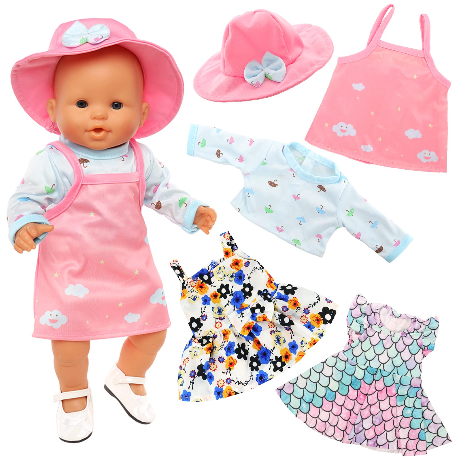 Miunana 3 Ropas Vestidos Fashion para New Born 14-18 Pulgada (35CM - 46CM) Muñecos Bebé Baby Dolls (NO Incluye MUÑECA)