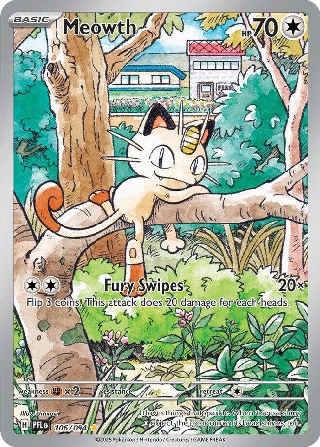 Pokemon - Meowth 106/094 - Phantasmal Flames - Illustration Rare - Foil - Single Card