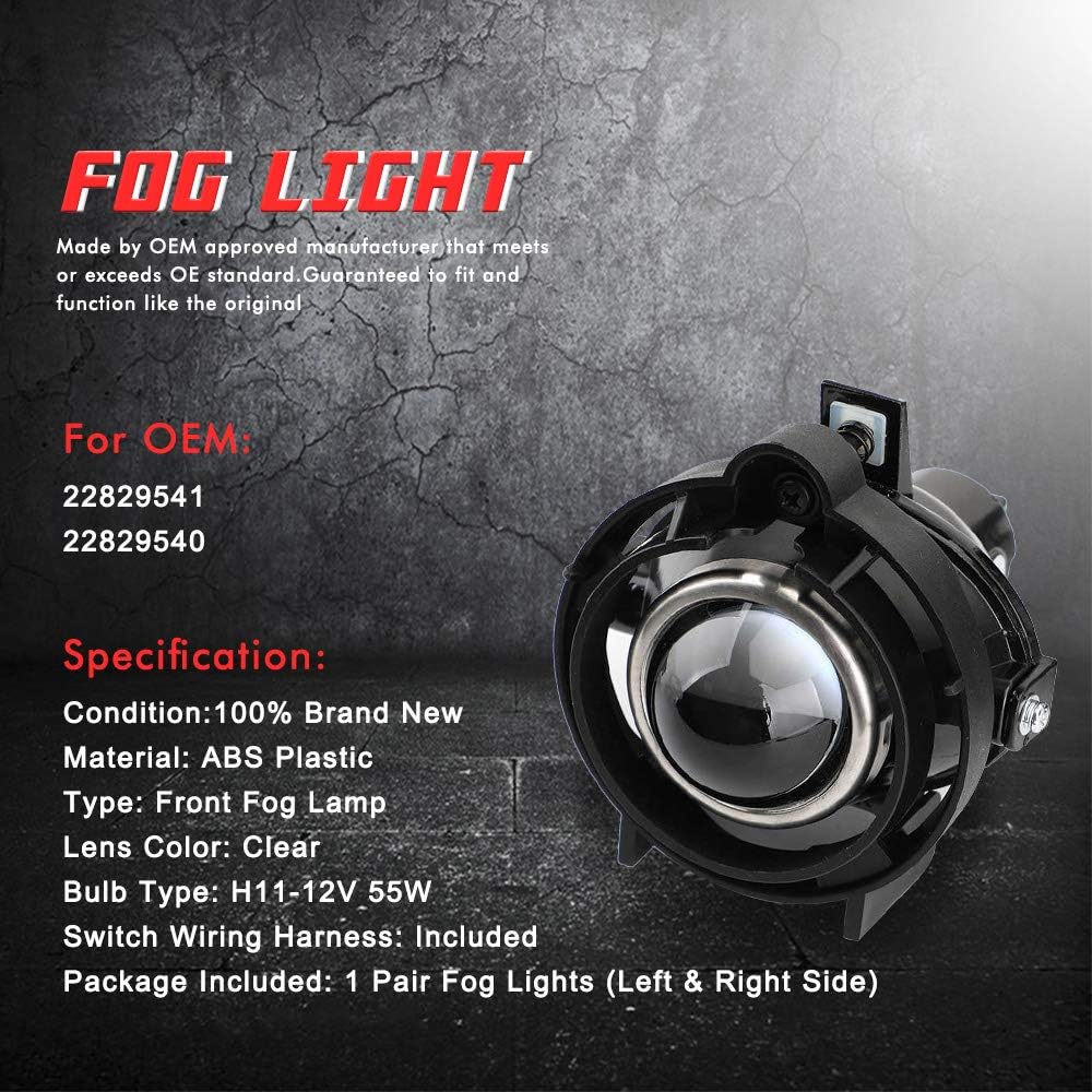 A ABIGAIL Driving Fog Lights Lamps Replacement for 2014 2015 14 15 Chevy Camaro LS/LT 3.6L V6 with H11-12V 55W Halogen Bulbs & Switch and Wiring Kit