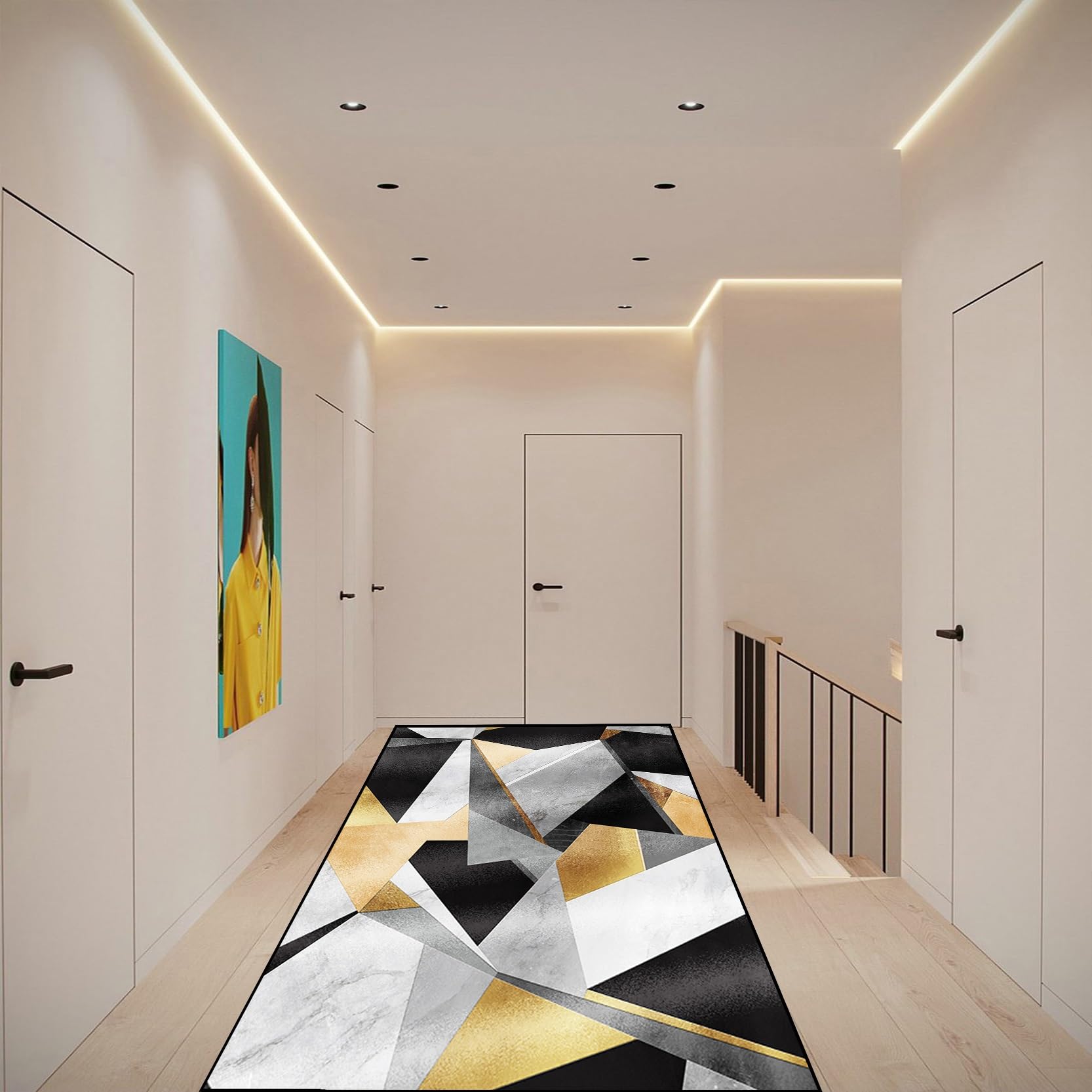 Tapis de chambre 80 x 480 cm antidérapant et lavable pour habiller le couloir moderne