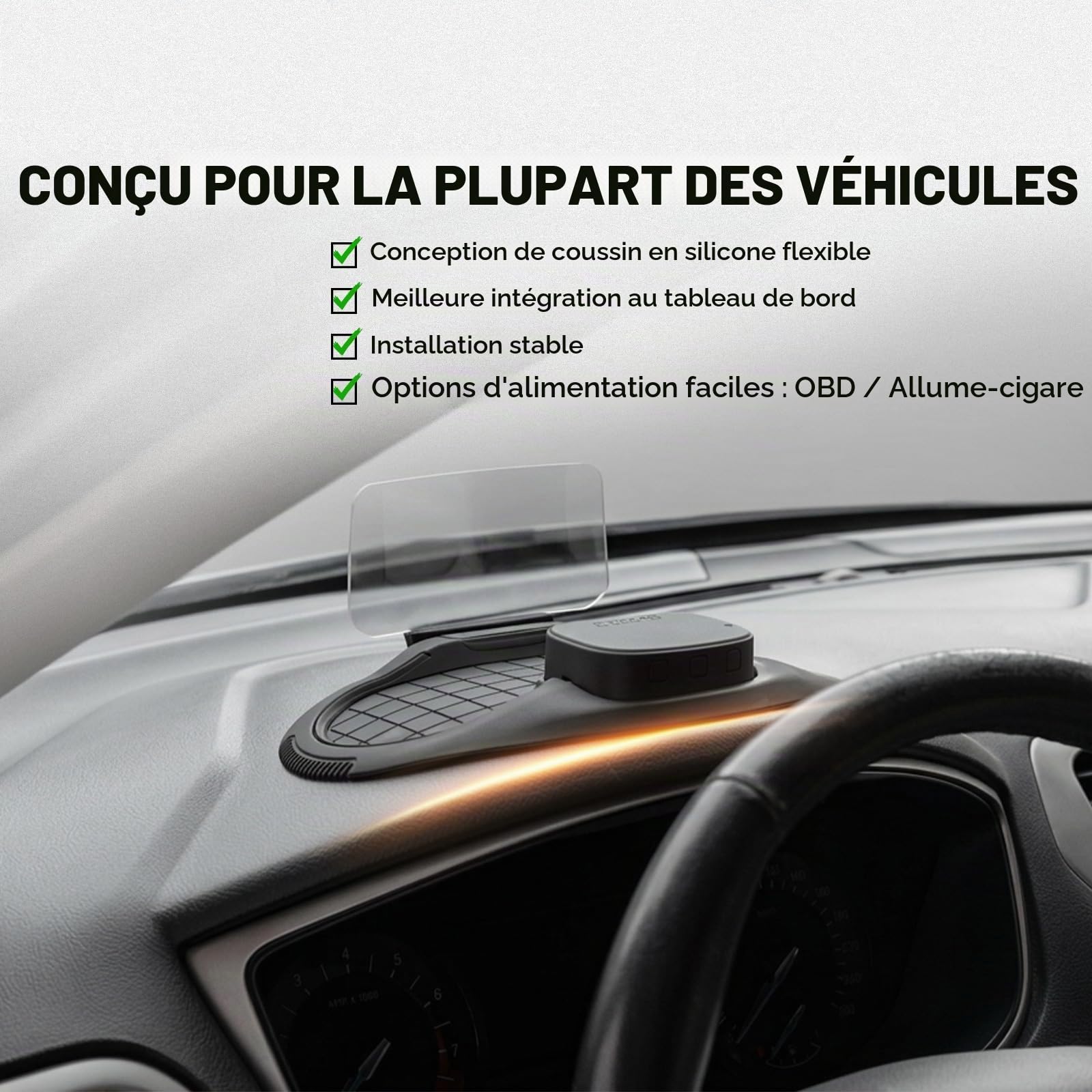 VIVIHUD HUD GPS V5 Ultra Head Up Display Pare-brise Projecteur Compteur de Vitesse avec CarPlay Android Auto Diagnostics Indicateur de Vitesse Plug & Play Navigation OBD Tableau de Bord Voiture