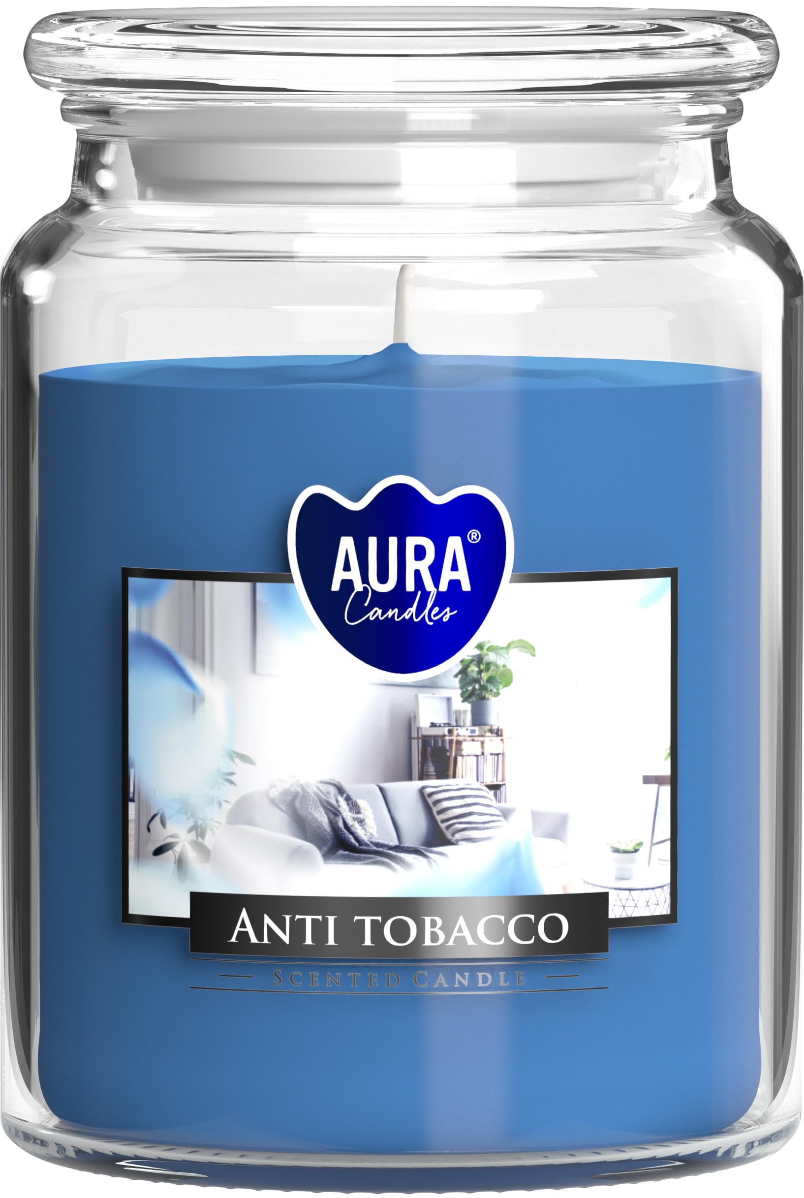 BISPOL Large Scented Candle in a Jar with Lid - 100 Hours Burning - Diameter 9.9 cm and Height 14 cm - Anti Smoke Aroma