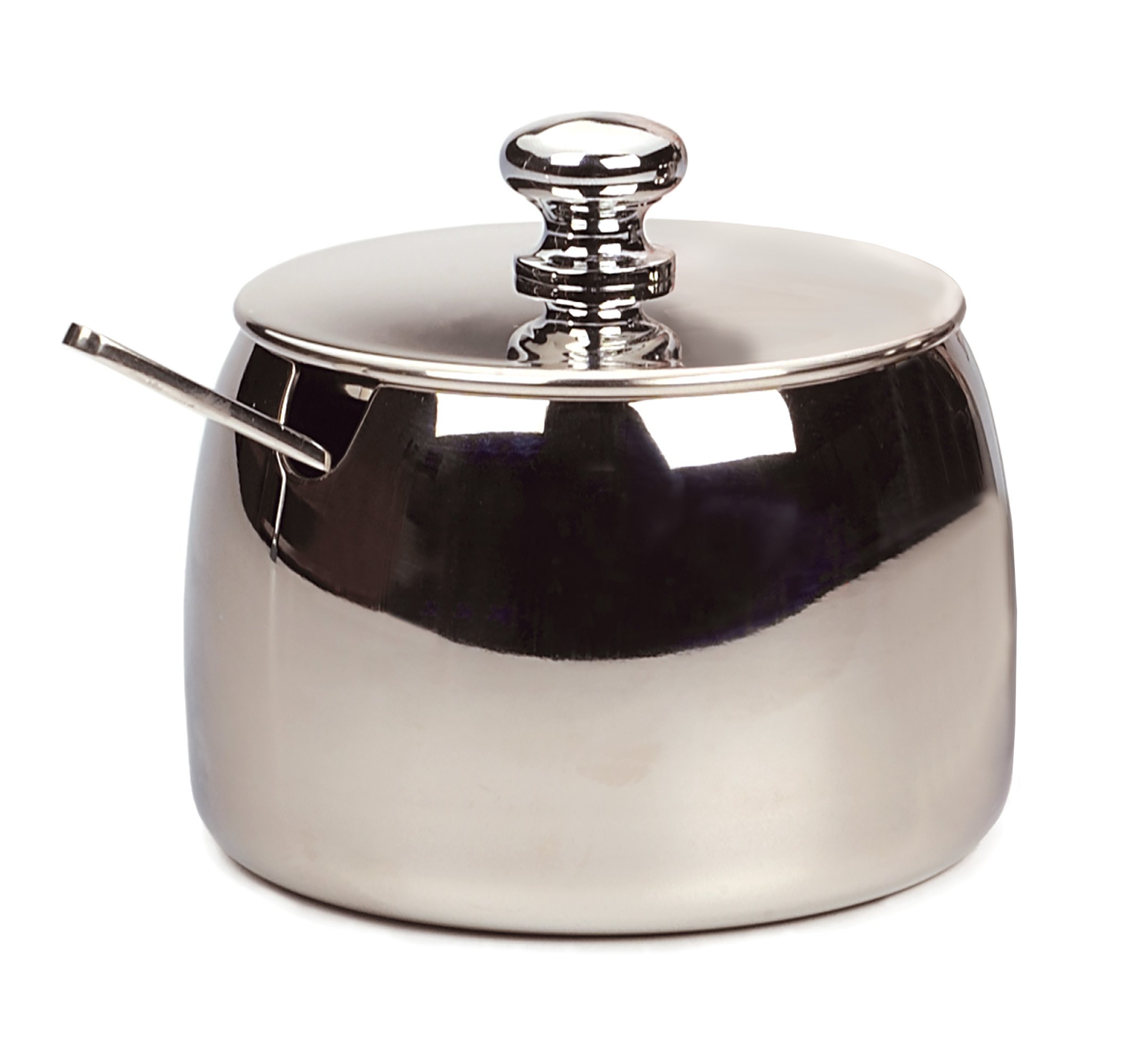 RSVP International Stainless Steel Sugar Bowl Container with Lid and 4.5" Spoon, 8 oz Capacity