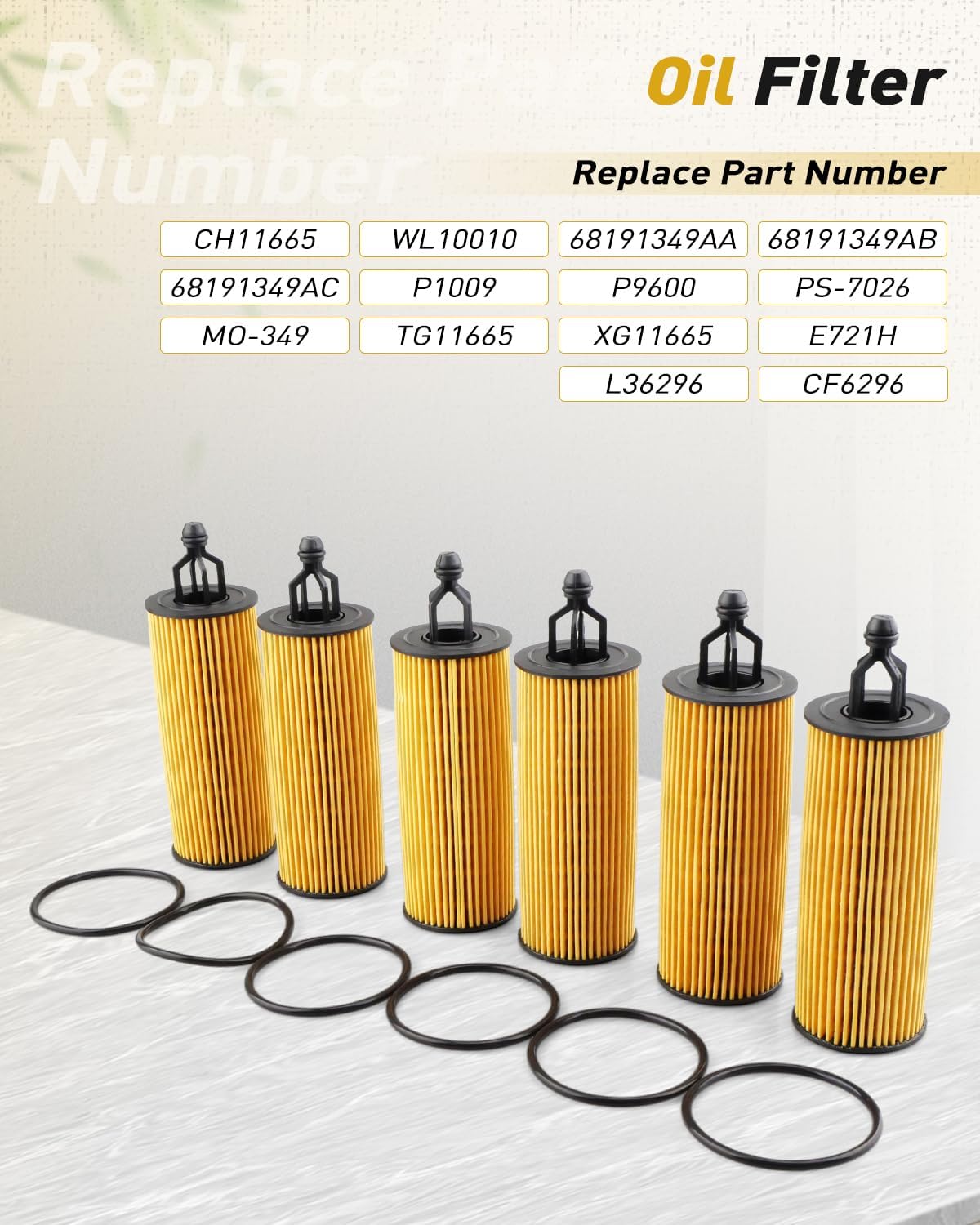 6PCS CH11665 Oil Filter Fit for Ram Chrysler Volkswagen Jeep Dodge 3.6L V6