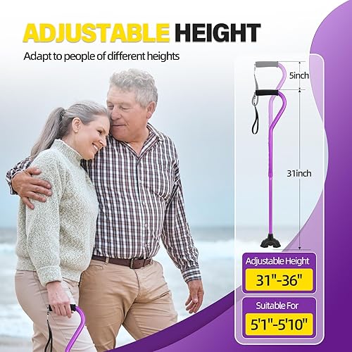 Vista 33 de BeneCane Bastón ajustable con mango acolchado suave compensado para hombres y mujeres, base de estabilidad extra ligera, cómoda, ayuda de movilidad