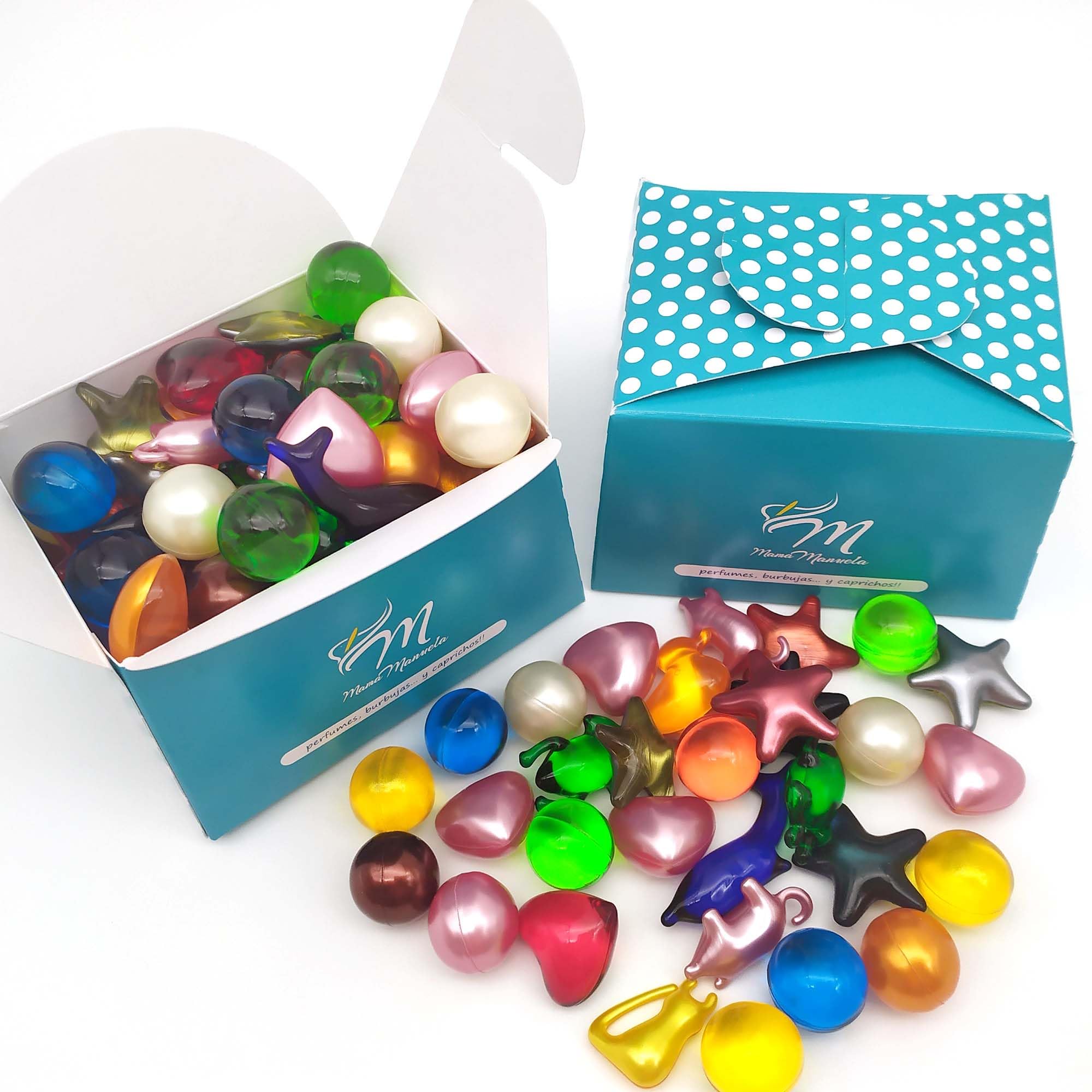 Caja regalo Perlas de baño con aromas surtidos - Aceite de soja - Hidratante y aromática - 70 unidades