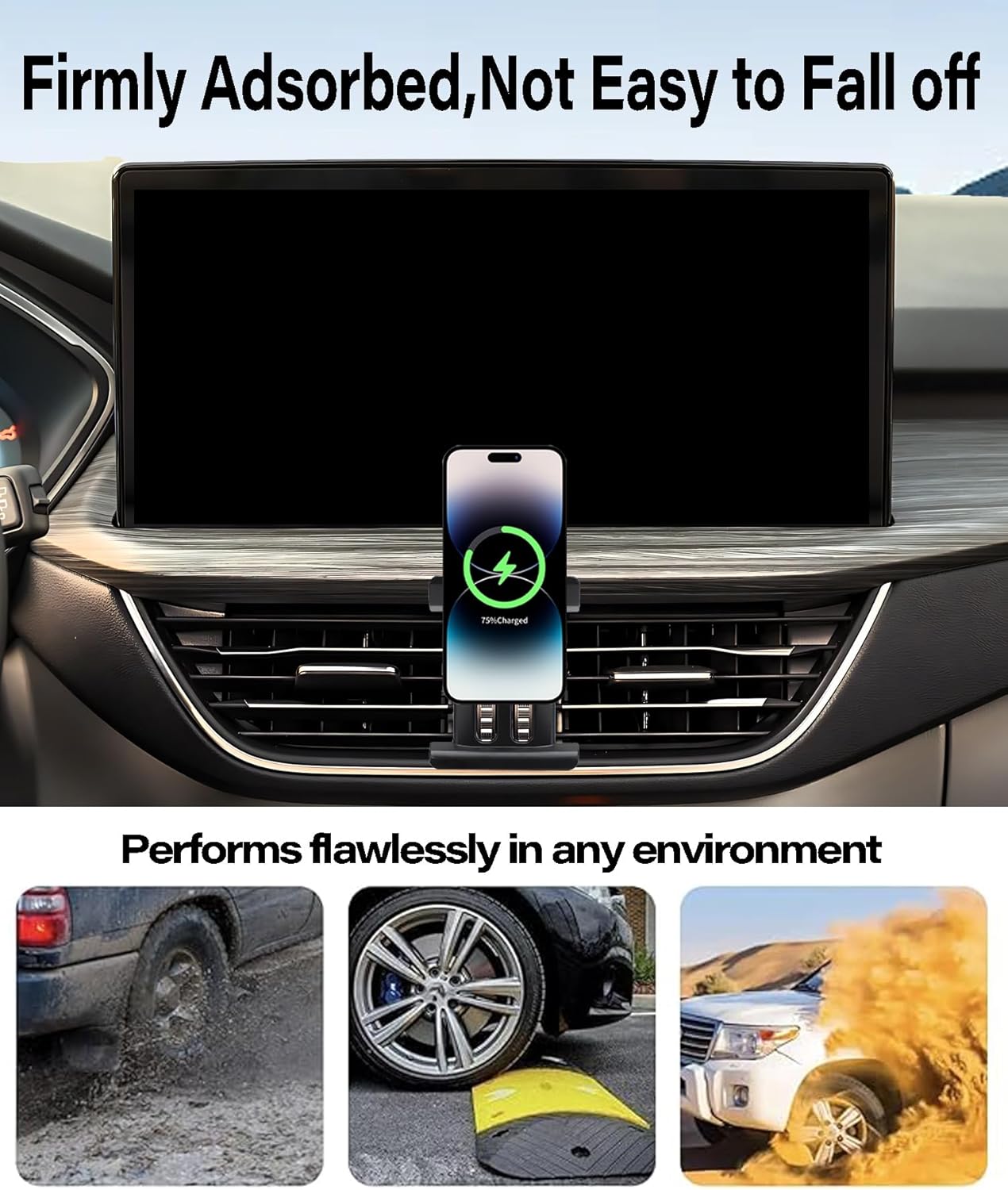 Car Phone Holder for Ford Escape 2020 2021 2022 2023 2024 Accessories 15W Fast Wireless Charger Adjustable Air Vent Cell Phone Mount Hands-Free 360 Degree Rotation