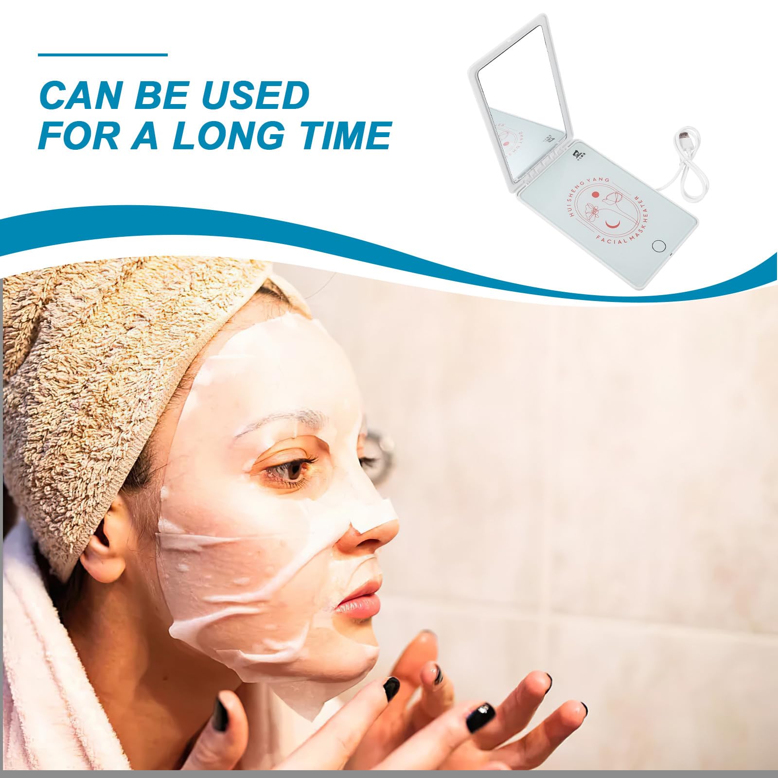 Gesichtsmaskenwärmer mit Timingfunktion, Tragbar, Weiß, Abs