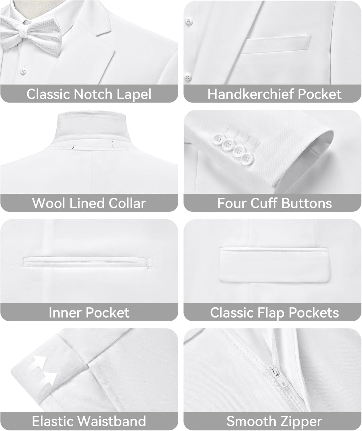 WEEN CHARM Men's Suits Slim Fit 2 Piece Two Button Blazer Wedding Prom Tuxedo Single Breasted Jacket Pants Set - Image 3