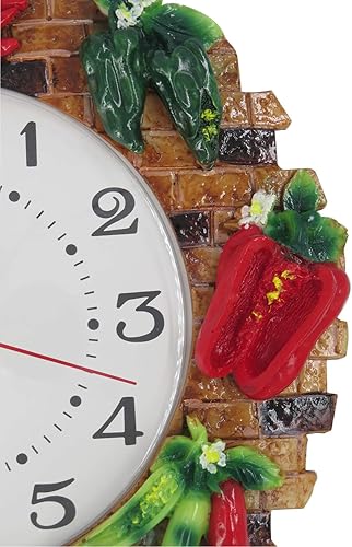 Miniatura 3 de Reloj de pared de resina pintado a mano, color pimienta, multicolor, batería silenciosa, sin tictac, cocina, sala de estar, reloj de pared para