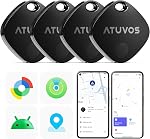 ATUVOS Air Tracker Smart Tags Pro for Android & iOS, New Dual System Key Finder Work with Google Find Hub or Apple Find My APP, Bluetooth Item Locator for Luggage, Suitcase. Replaceable Battery.4 Pack