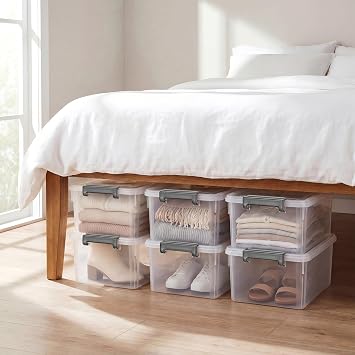 Citylife 17 QT Plastic Storage Bins with Latching Lids Stackable Storage Containers for Organizing Large Clear Storage Box for Garage, Closet, Kitchen, 4 Packs