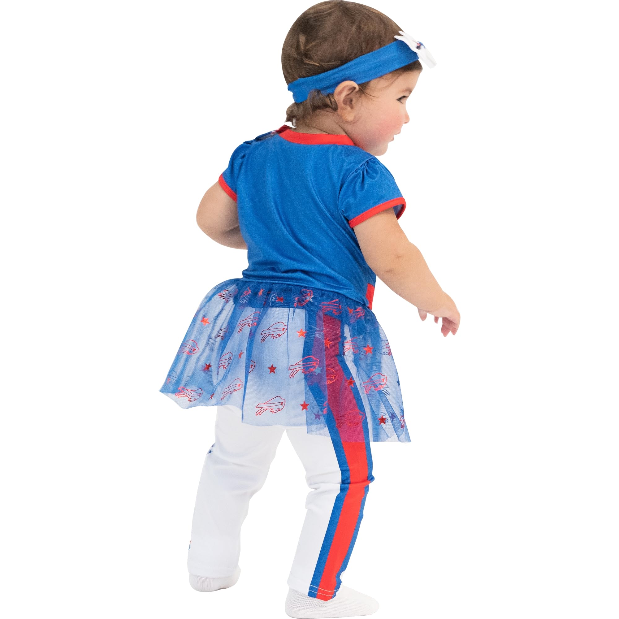 MODERN HERO NFL Officially Licensed One-piece Bodysuit with Mesh Skirt, Leggings and Matching Headband (12 Months, Buffalo Bills)