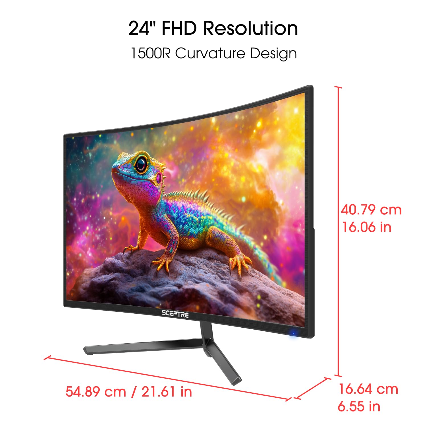 SCEPTRE New Curved 24-inch Gaming Monitor 180Hz 1500R HDMI x2 DP x2 Build-in Speakers 2025