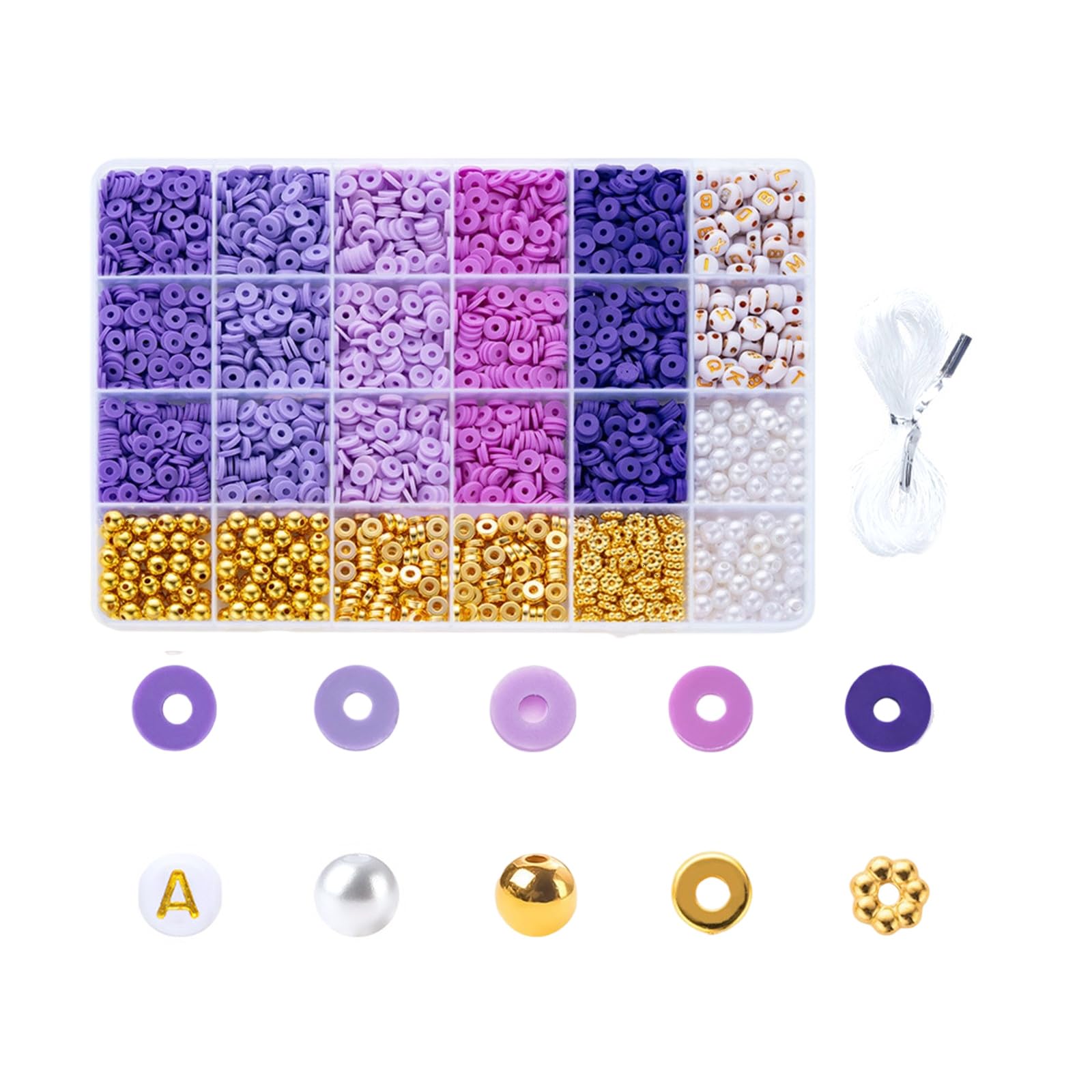 Tsophreniq Clay Beads Round Spacer Beads Set Colourful Craft Jewelry for Bracelets Making Colourful