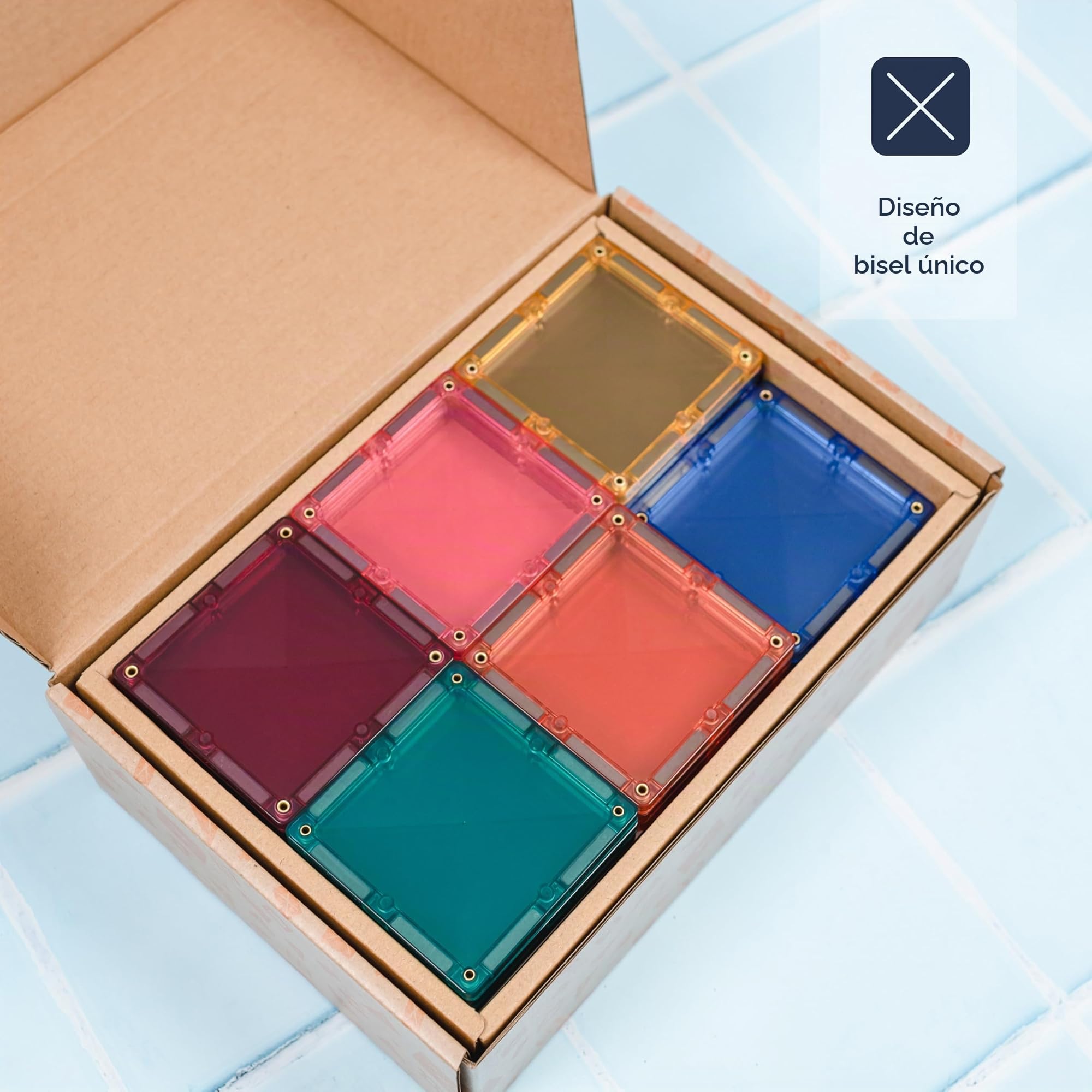 CONNETIX Azulejos Magnéticos Pastel Paquete Cuadrado, 40 Piezas
