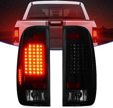 LED Tail Lights Assembly Fit for Ford F150 1997-2004, for F250 Light Duty 1997-1999, for F250/F350/F450/F550 Super Duty 1999-2007 Fits Styleside/Fleetside Models ONLY, Black Housing Smoke Lens