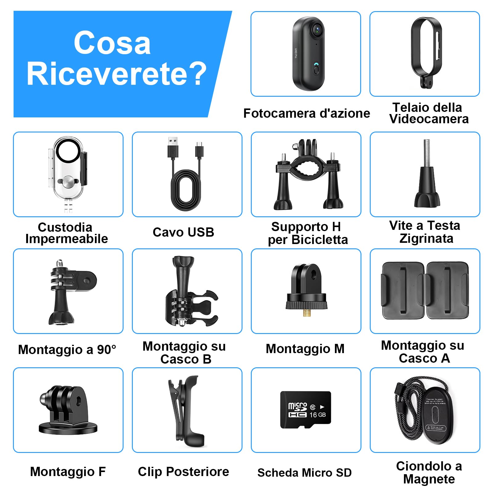 LXMIMI Mini Action Camera, Telecamera Sportiva Wifi 170°