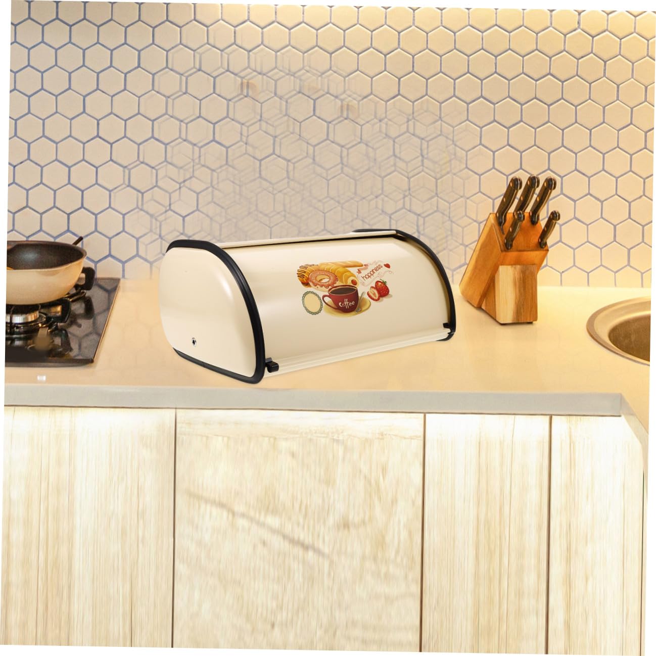 Contenitore per Pane con Coperchio in Metallo Scatola per Conservazione e Organizzazione del Pane Snack e Posate Adatto per Uso Casalingo e Commerciale