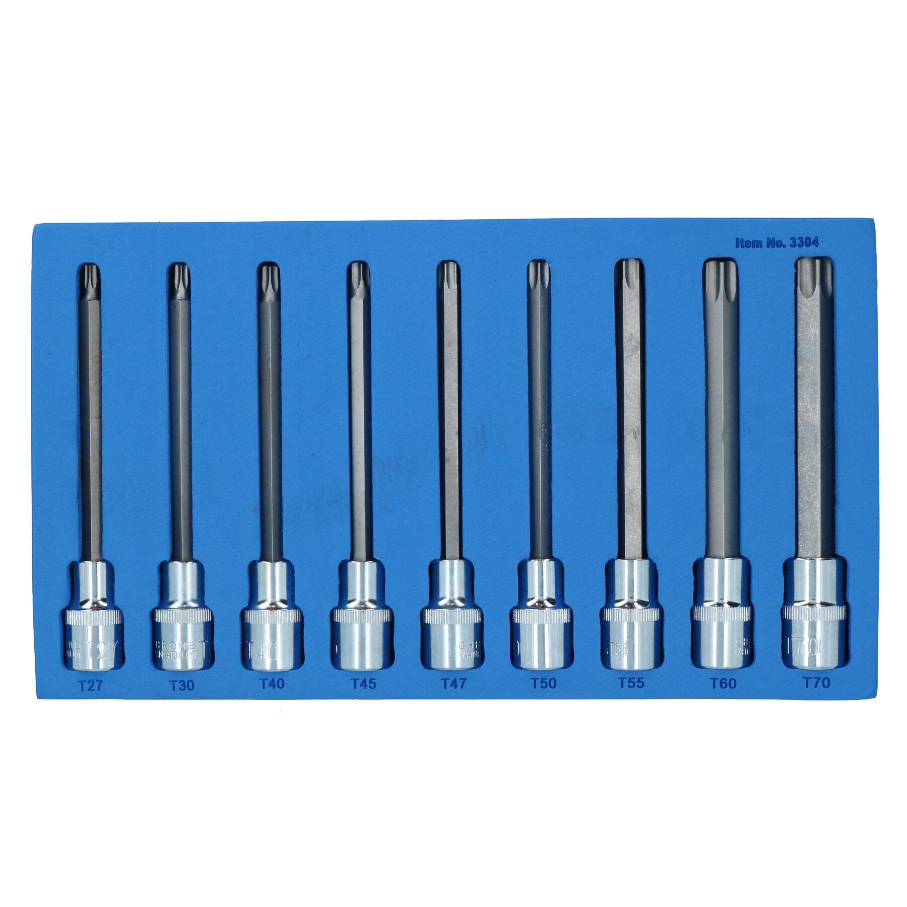Cacciavite Torx/Star prese di bit 1/2" 9pz. T27 - T70 profondo da BERGEN A828