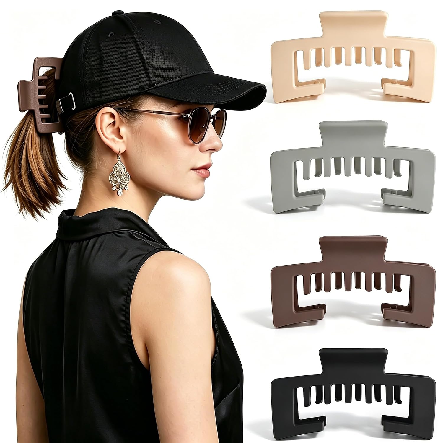 Hat Friendly Hair Claw Clip for Thick Hair | Non-Slip Accessory