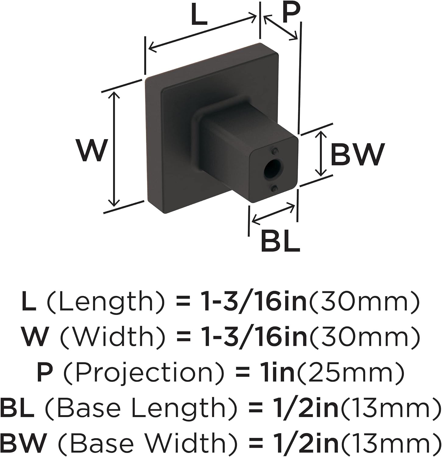 Amerock Monument 1-3/16 inch (30mm) Length Oil-Rubbed Bronze Cabinet Knob - 25 Pack