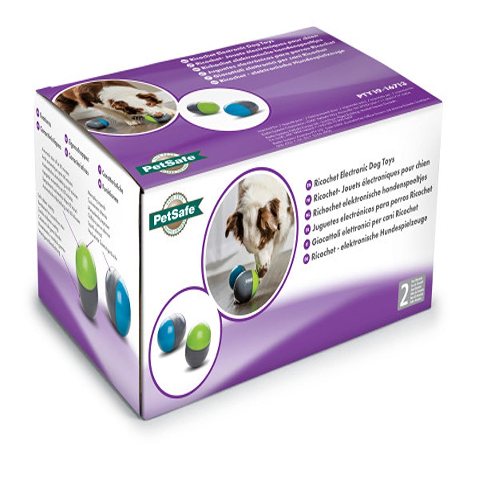 PetSafe Ricochet Elektronische Hundespielzeuge, Jagdspielzeuge mit Tonsignal, 3 AAA-Batterien erforderlich, 2 Stück.