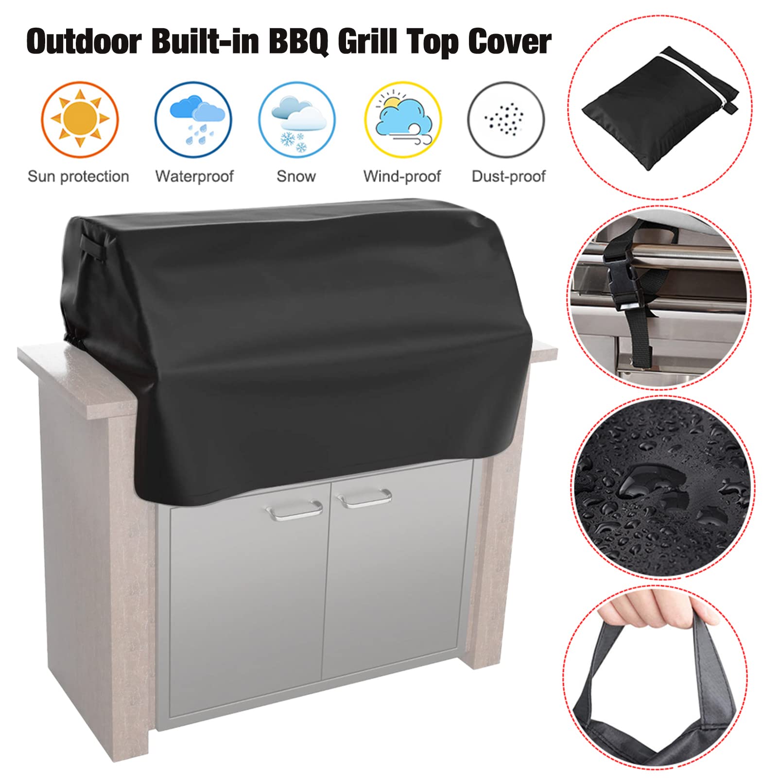 Cubierta superior para parrilla de barbacoa, cubierta de parrilla incorporada a prueba de polvo, tela Oxford 210D, cubierta para estufa de parrilla para barbacoa, patio y jardín al aire libre