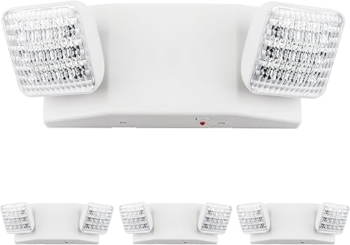 LIT-PaTH Accesorios de iluminación LED de emergencia con 2 cabezales LED y baterías de respaldo, luz de salida estándar de EE. UU., calificada por