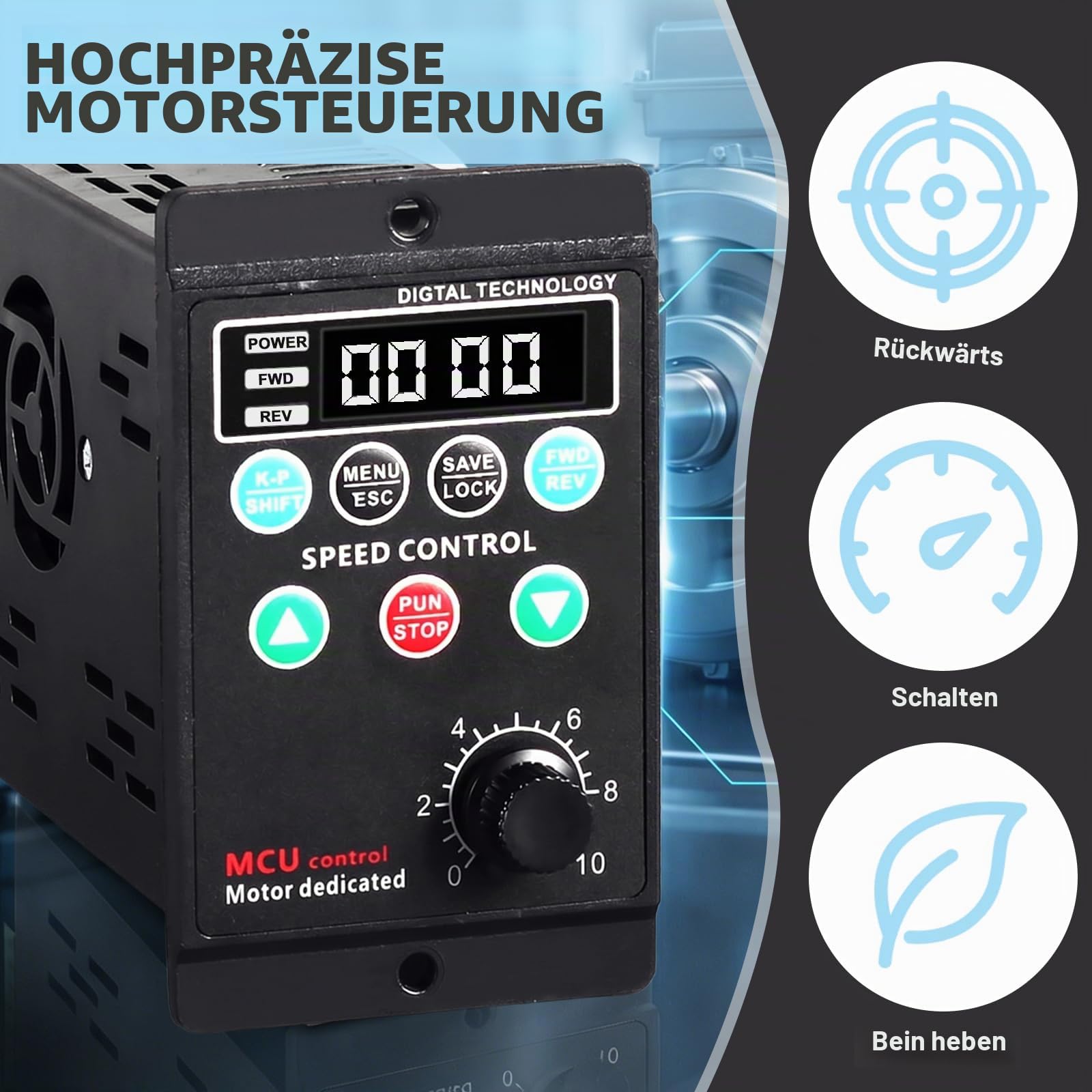 Frequenzumrichter, VFD Frequenzumrichter 220V 1 Phasen Eingang 3 Phasen Ausgang, Wechselrichter, VFD Drehzahlregler zur Motordrehzahlregelung 750W AC 220V mit Mehrfachschutz und Digitaler Anzeige