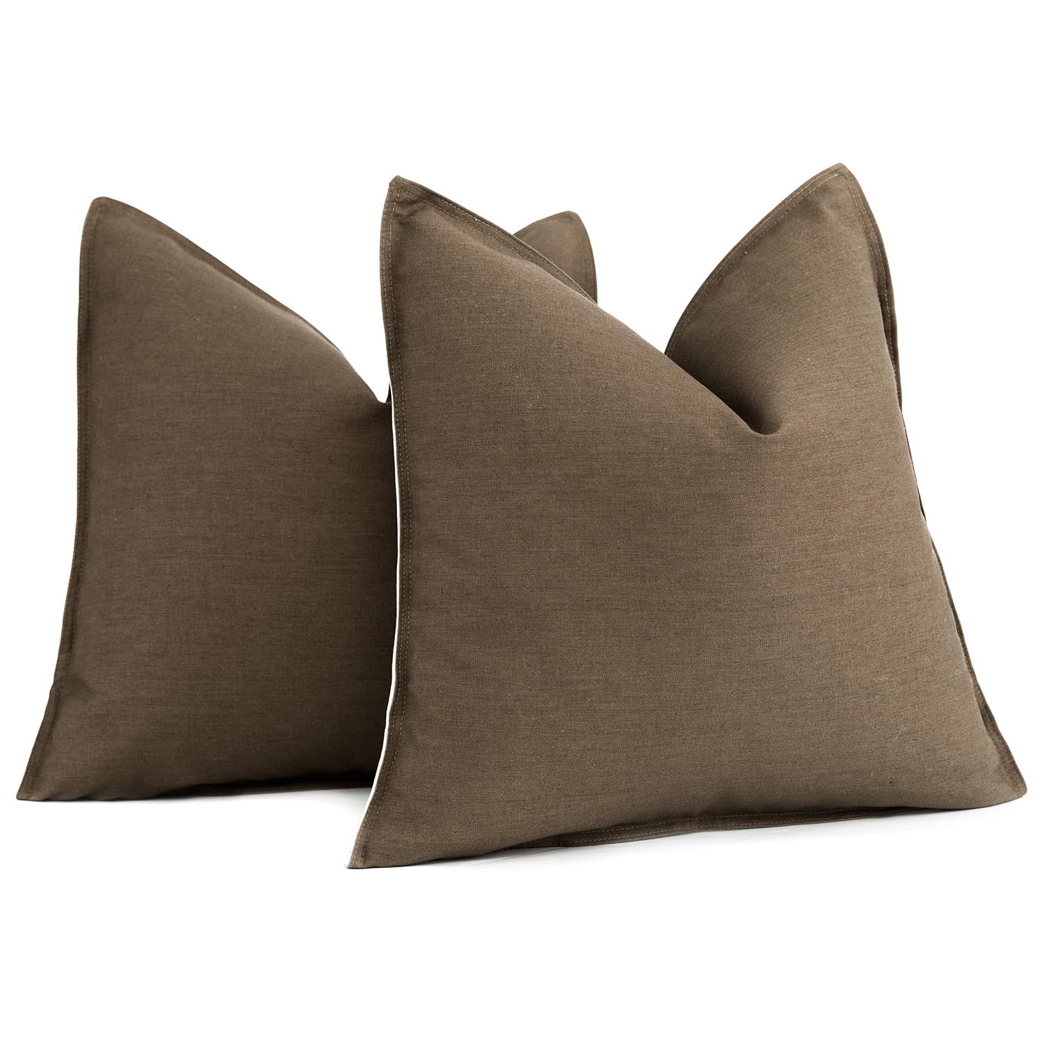 Foindtower Pack of 2 Decorative Cotton Linen Throw Pillow Covers Soft Modern Farmhouse Cushion Cover Cozy Vintage Accent Pillowcase for Couch Sofa Bed