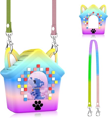 Silicone Case for Bitzee Doghouse Interactive Digital Pet with Lanyard (Rainbow)