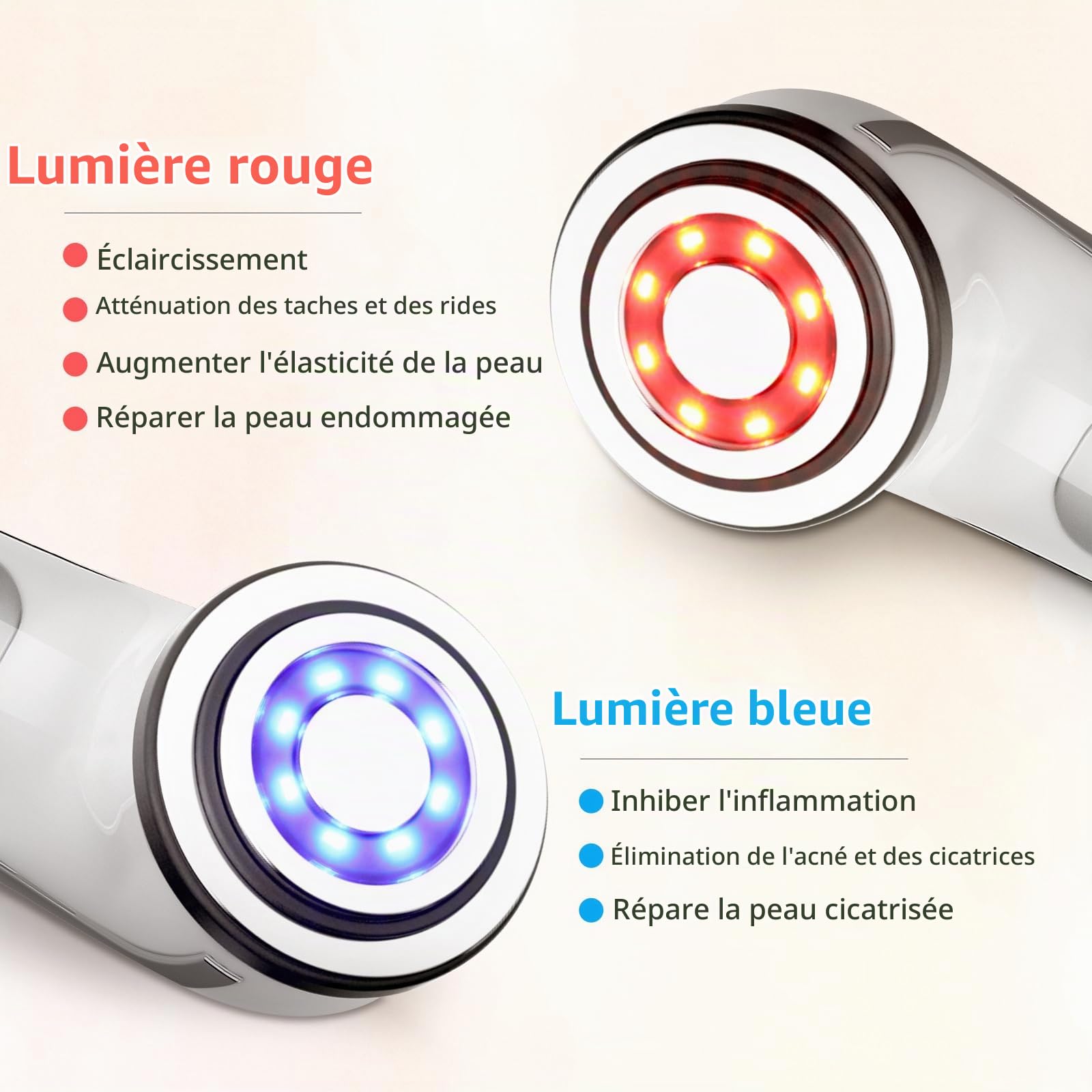 CARER BEAUTY Appareil Anti Rides Visage Appareil, 4 en 1 Dispositif de Beauté RF avec EMS Photothérapie Vibration Anti-rides et Anti-âge Soins du Visage pour les Femmes