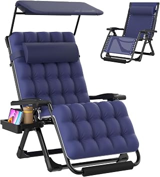 Suteck Zero Gravity Chair with Canopy,33In XXL Oversized Lounge Chairs