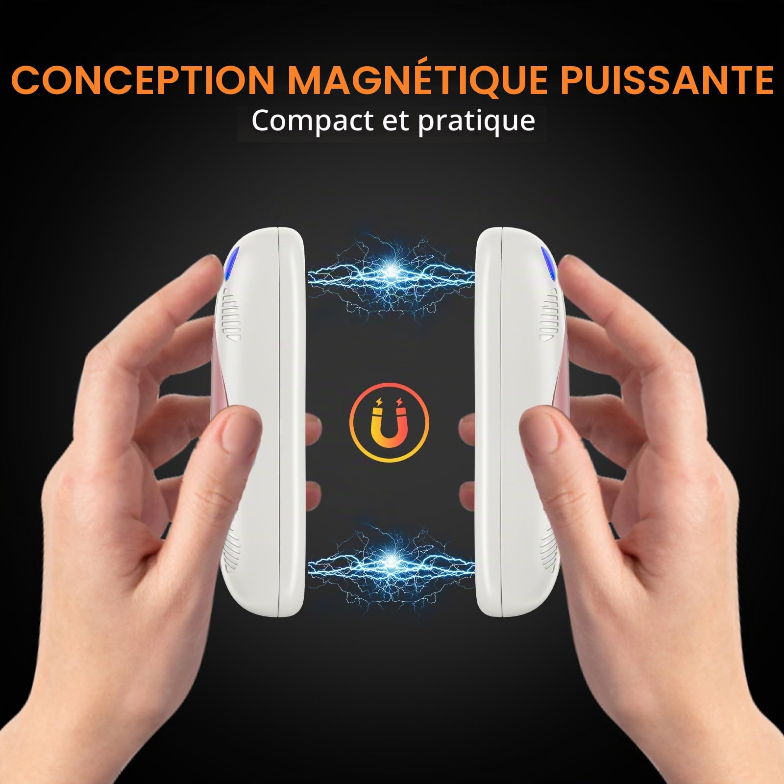 Chauffe Main Électrique mit 10000mAh, Chauffage Double Face Magnétique 2PCS, USB Rechargeable Chauffe-Main, 3 Niveaux de Température, Cadeaux d'Hiver pour Plein Air/Camping/Noël(Couleur Rose)