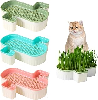 Catnip Cat Grass, Cat Grass Planter 3PCS Soil Free Cat Grass Growing Kit Double Detachable Cat Grass Seed Tray Pp Seed Sprouter Tray Cat Grass Box for Dog Other Pet