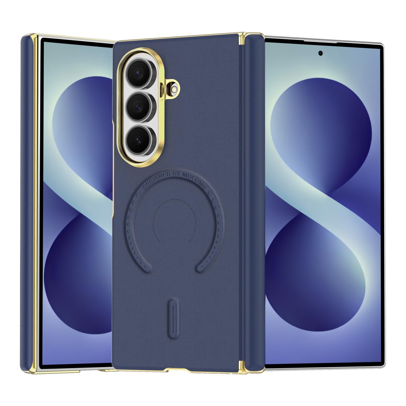 Custodia Magnetica For Samsung Galaxy Z Fold 8 Ultra, Copertura Protettiva For Fotocamera Con Cerniera Completamente Avvolgente Custodia Sottile For Telefono Con Ricarica Wireless(Blue)