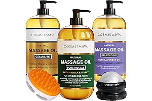 Cosmetasa Massage Oil Set: Cellulite, Sore Muscle and Lavender Relaxation