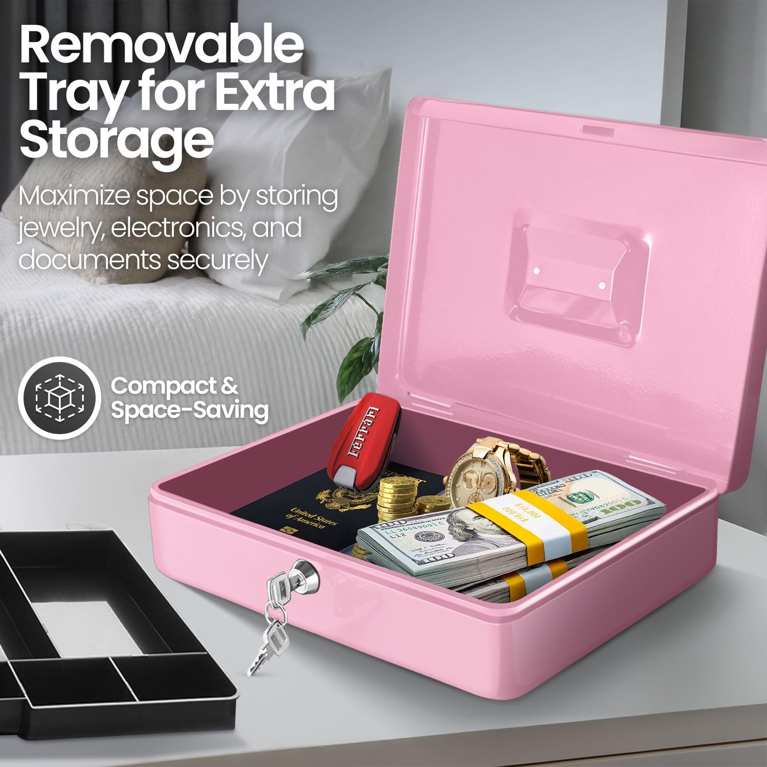 Amazon.com: Flexzion Cash Box with Money Tray and Lock