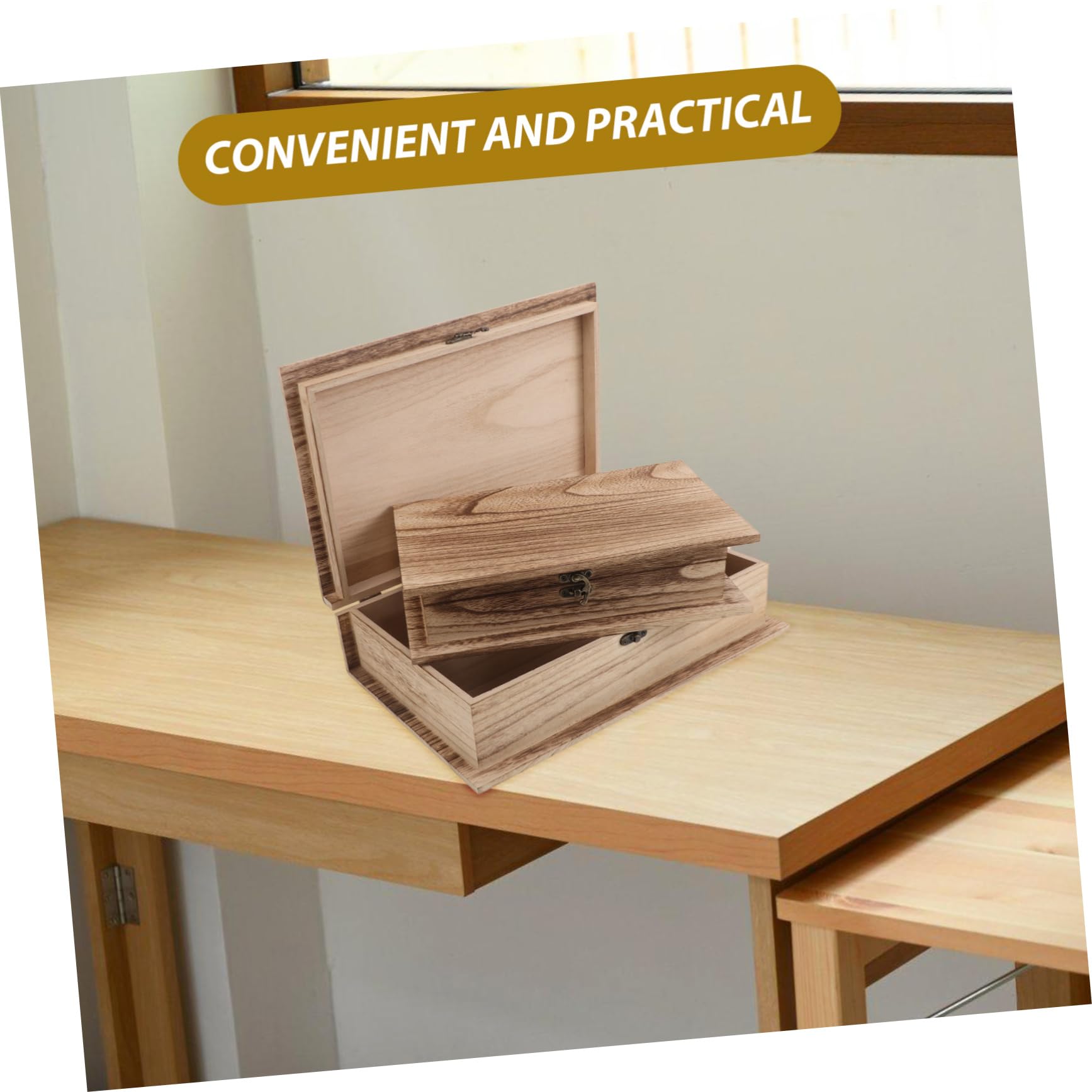 PartyKindom 2 Piezas Caja de Madera para Guardar la Biblia Joyero de Madera Caja de Recuerdos con Tapa de Escritorio para Tarjetas Joyas Recuerdos Decorativa Dormitorio