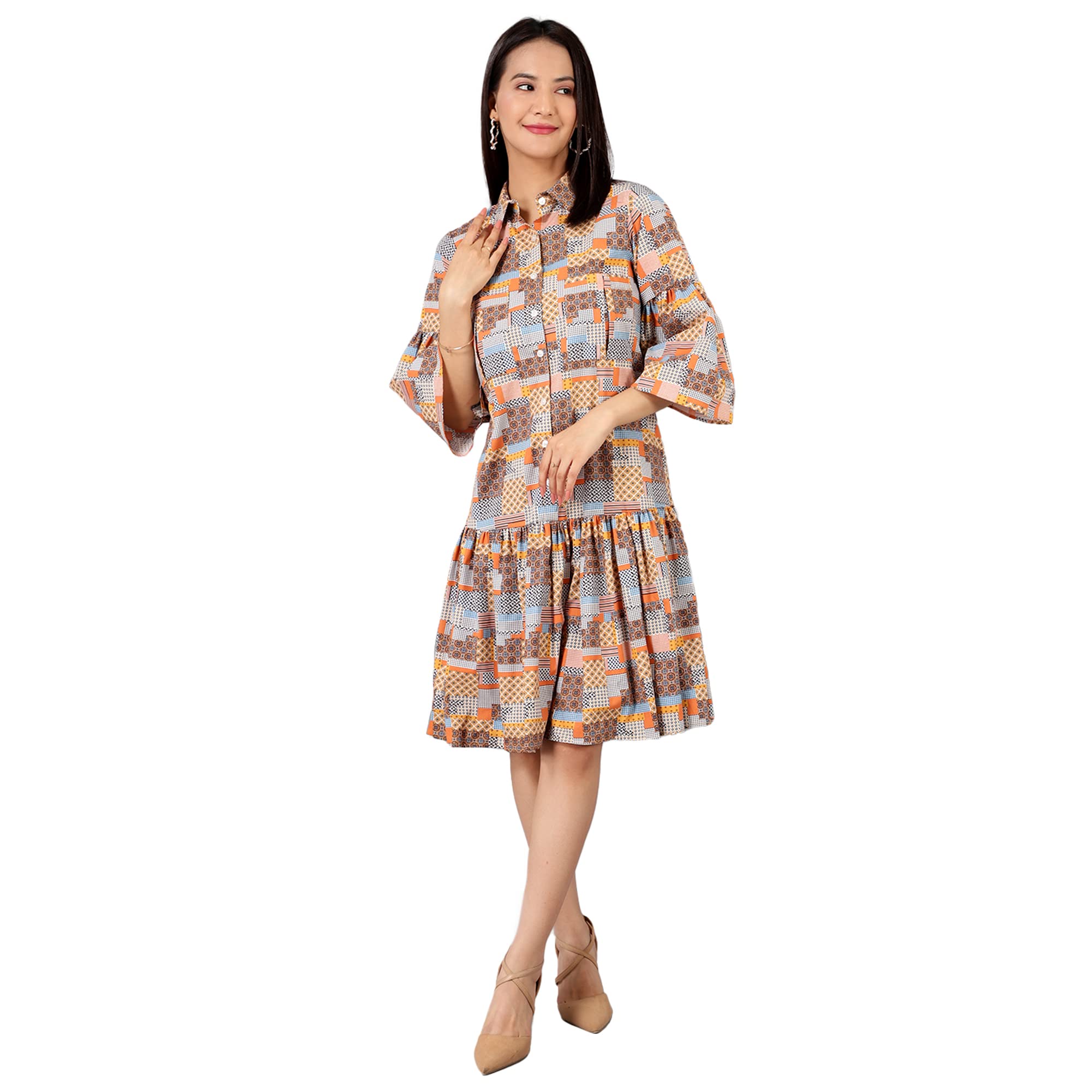 Women's Cotton Printed Midi Dress