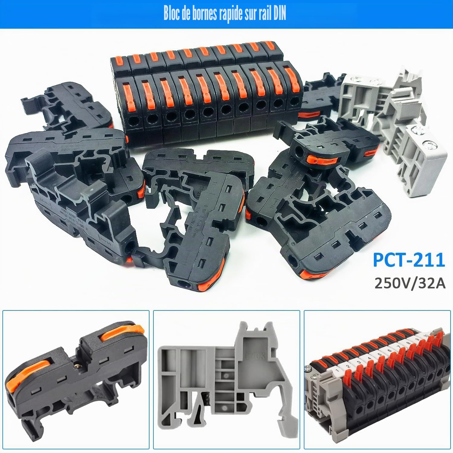 60 Pièces Bornier Electrique, Bornier Electrique Terre, Connecteur Electrique Rapide, Borne de Connexion électrique, Borne de Connexion électrique, pour Projets de Bricolage Câblage