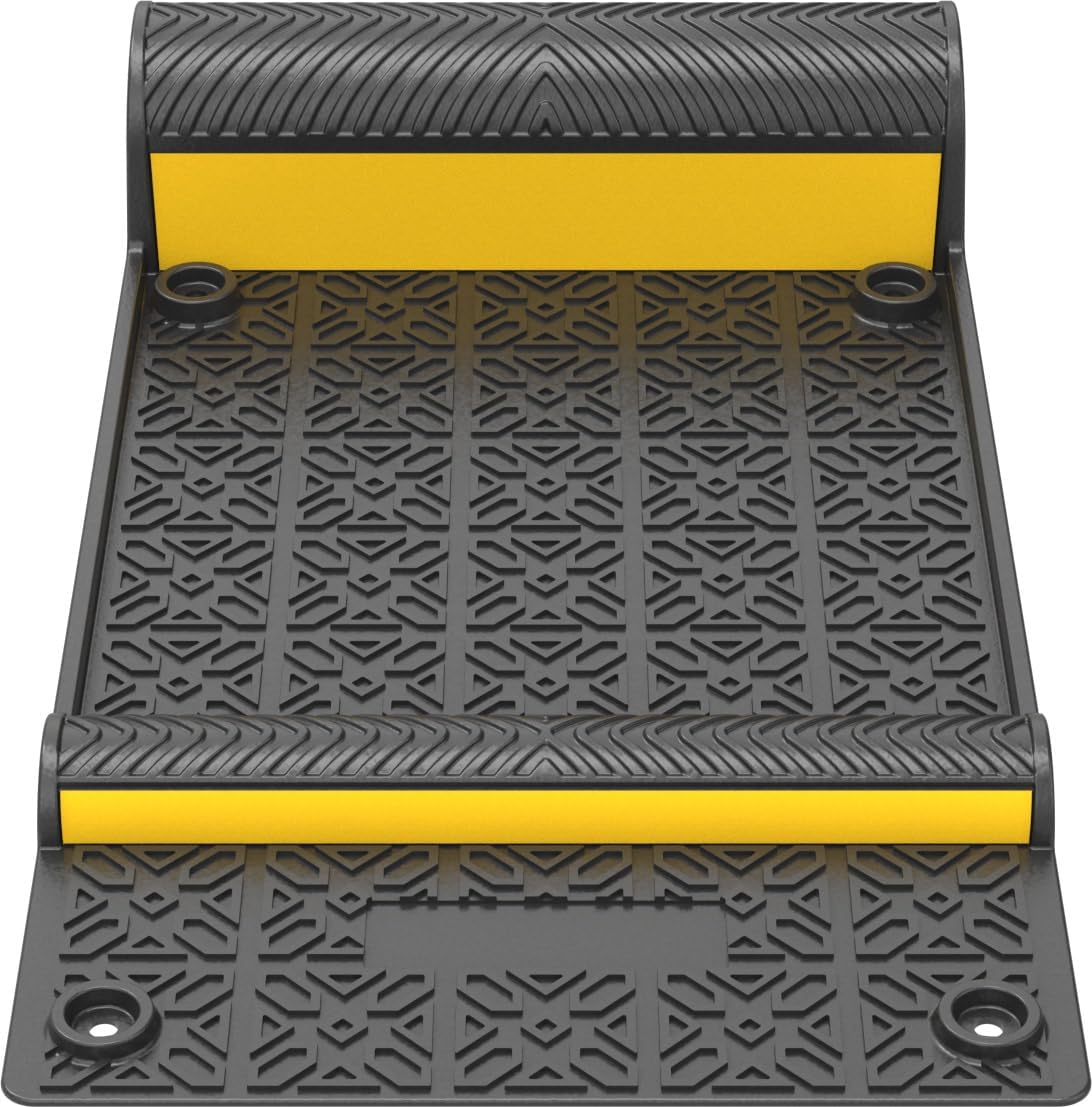 21.3" x 11.5" x 3.2" Inch PU Flexible Parking Mats, with 3M Yellow Reflective Tapes, Self-Adhesive Parking Lot Garage Floor Mats, Wheel Stoppers for Cars, Motorcycle, Pickups (4)