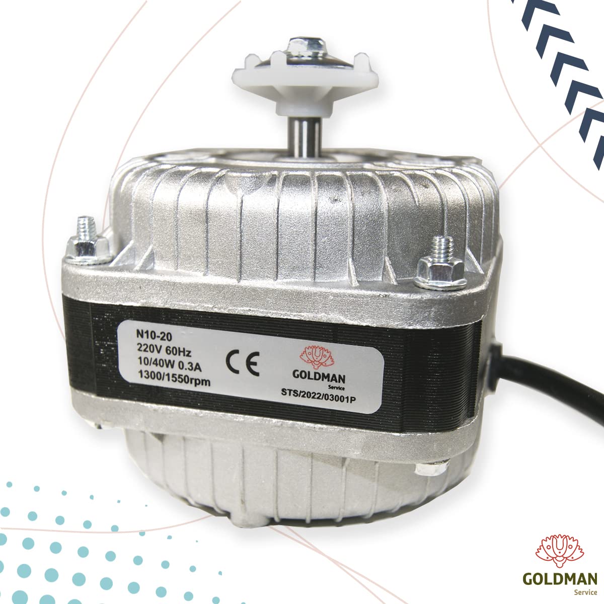 GOLDMAN SERVICE Kit Motore fan ventola per portabottiglie frigorifero 10 W con supporto e pale per congelatore verticale camera frigorifero industriale compatibile con grandi marche