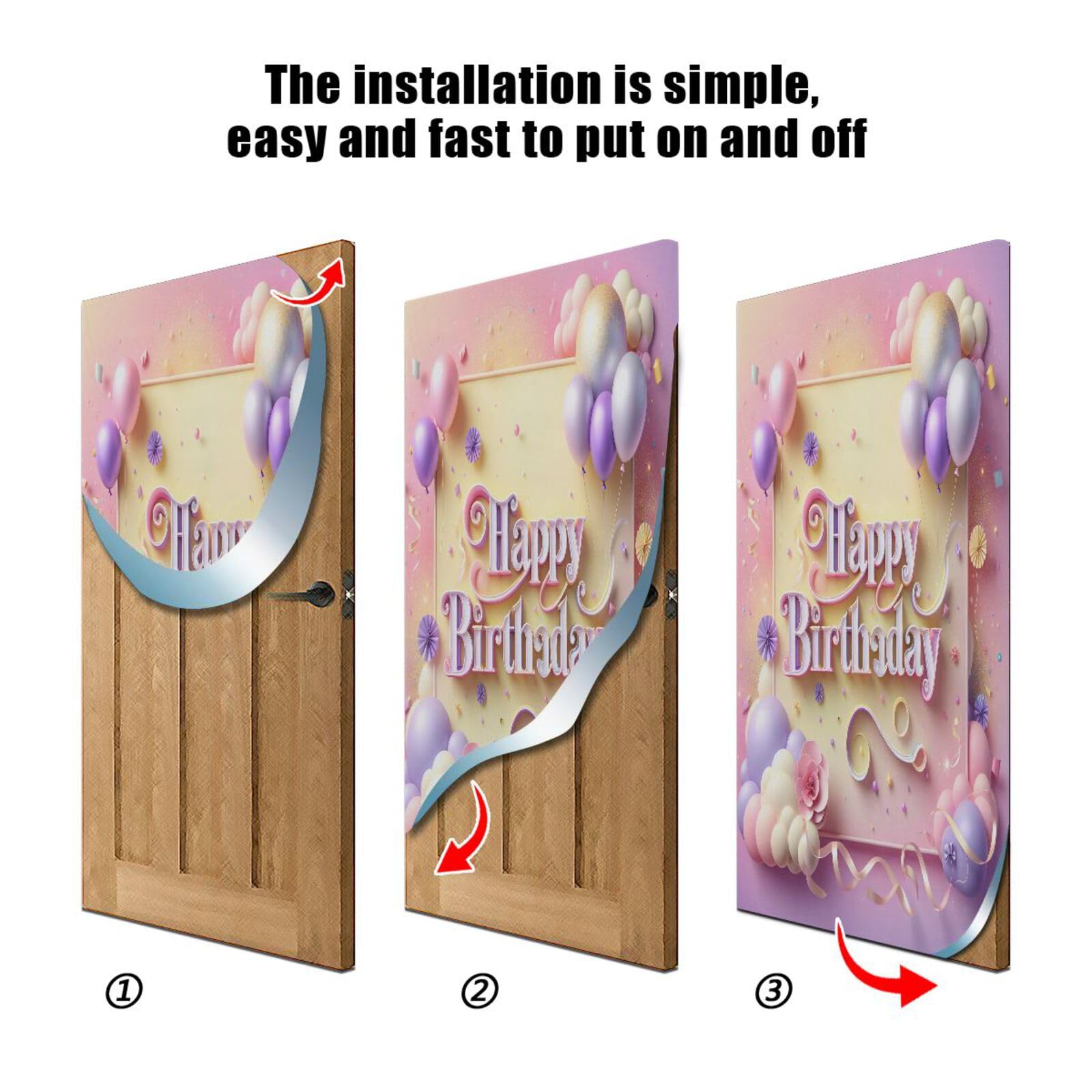 FLildon Birthday Theme Balloons Door Cover Decoration, Party Accessory Porch Decor for Festive Ornament Room Door Covers 32 x 79 Inch