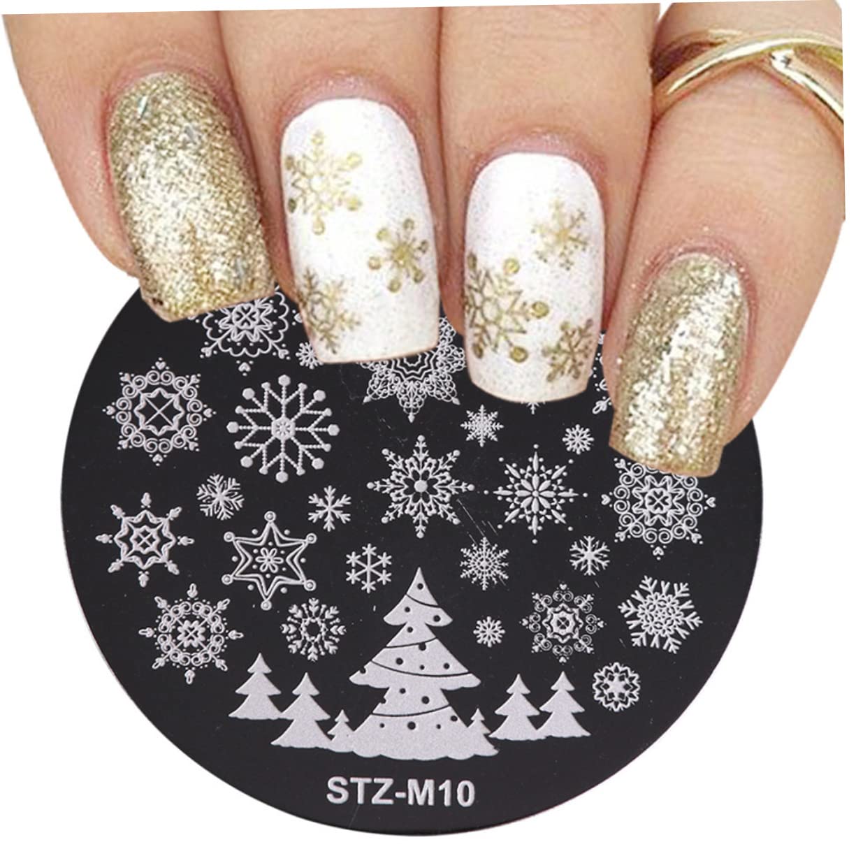 ABOOFAN 5pezzi Stampi per Unghie Natalizie in Metallo Lucido Kit di Stamping per Nail Art Template di Modelli