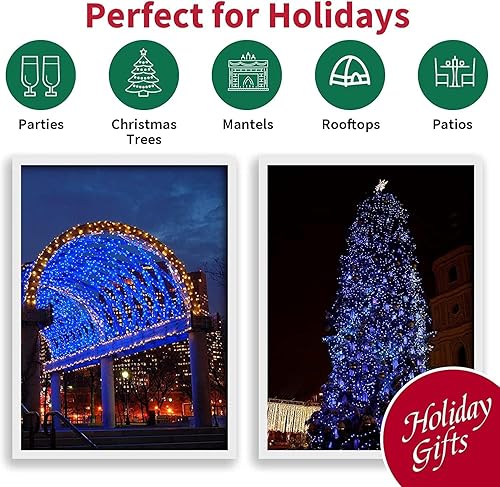 Miniatura 7 de LAMPHOME Guirnalda de 500 luces LED para exteriores, 11 modos de enchufe, luces de hadas parpadeantes para dormitorio, 46 pies, 500 luces LED de